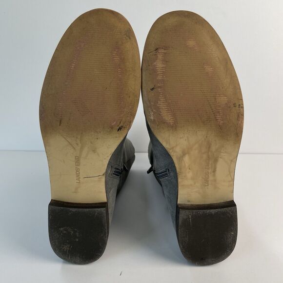 LANDS END | Warm Graphite Suede Leather Flat 9" Shaft Women's Boots Size 9 1/2 D - Picture 6 of 10